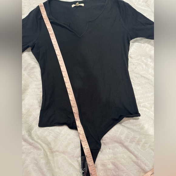 Madewell split neck Black pointelle Long Sleeve Bodysuit nwt soft stretchy - Picture 6 of 8